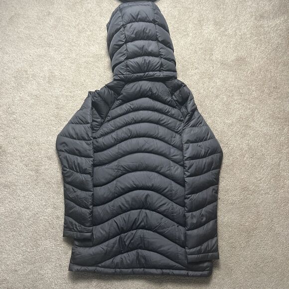 North Face Down Puffer Parka Jacket Womens XS 600 Fill Dark Gray Removeable Hood - Picture 7 of 7